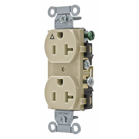 Straight Blade Receptacle, 5-20R, 20 A, 125V AC, 2 Pole, 3 Wire, Flush Mount, Isolated Ground MPN:CR20IGI