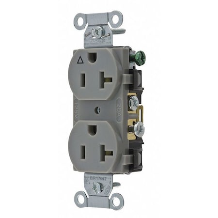 Straight Blade Receptacle, 5-20R, 20 A, 125V AC, 2 Pole, 3 Wire, Flush Mount, Isolated Ground MPN:CR20IGRY