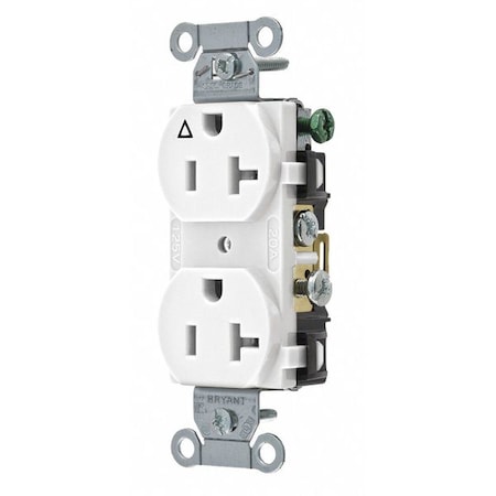 Straight Blade Receptacle, 5-20R, 20 A, 125V AC, 2 Pole, 3 Wire, Flush Mount, Isolated Ground MPN:CR20IGW