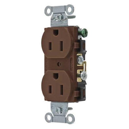 Straight Blade Receptacle, 5-15R, 15 A, 125V AC, 2 Pole, 3 Wire, Flush Mount, Grounded MPN:CRS15