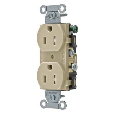 Straight Blade Receptacle, 5-15R, 15 A, 125V AC, 2 Pole, 3 Wire, Flush Mount, Grounded MPN:CRS15ITR