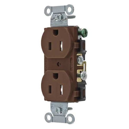 Straight Blade Receptacle, 5-15R, 15 A, 125V AC, 2 Pole, 3 Wire, Flush Mount, Grounded MPN:CRS15TR