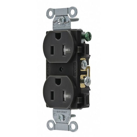 Straight Blade Receptacle, 5-20R, 20 A, 125V AC, 2 Pole, 3 Wire, Flush Mount, Grounded MPN:CRS20BLKTR