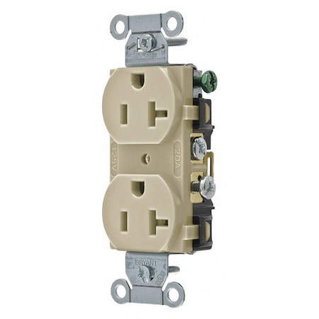 Straight Blade Receptacle, 5-20R, 20 A, 125V AC, 2 Pole, 3 Wire, Flush Mount, Grounded MPN:CRS20I