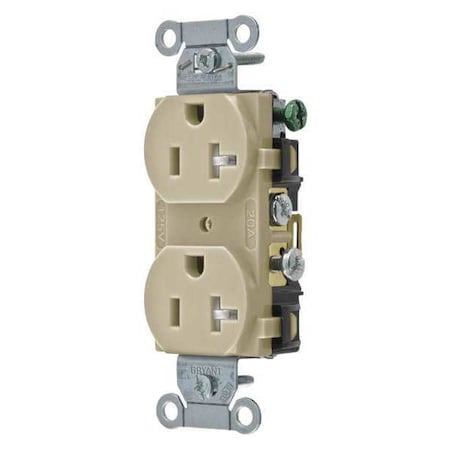 Straight Blade Receptacle, 5-20R, 20 A, 125V AC, 2 Pole, 3 Wire, Flush Mount, Grounded MPN:CRS20ITR