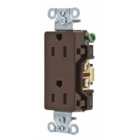Straight Blade Receptacle, 5-15R, 15 A, 125V AC, 2 Pole, 3 Wire, Flush Mount, Grounded MPN:DRS15