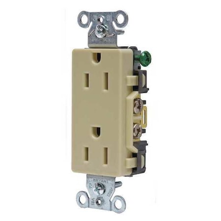 Straight Blade Receptacle, 5-15R, 15 A, 125V AC, 2 Pole, 3 Wire, Flush Mount, Grounded MPN:DRS15I