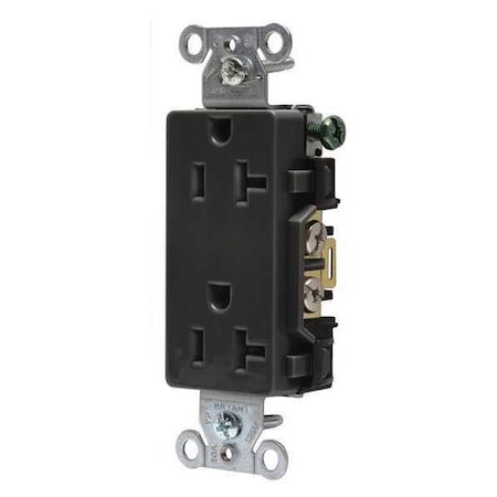 Straight Blade Receptacle, 5-20R, 20 A, 125V AC, 2 Pole, 3 Wire, Flush Mount, Self-Grounded MPN:DRS20BLK