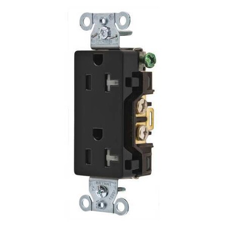 Straight Blade Receptacle, 5-20R, 20 A, 125V AC, 2 Pole, 3 Wire, Flush Mount, Self-Grounded MPN:DRS20BLKTR