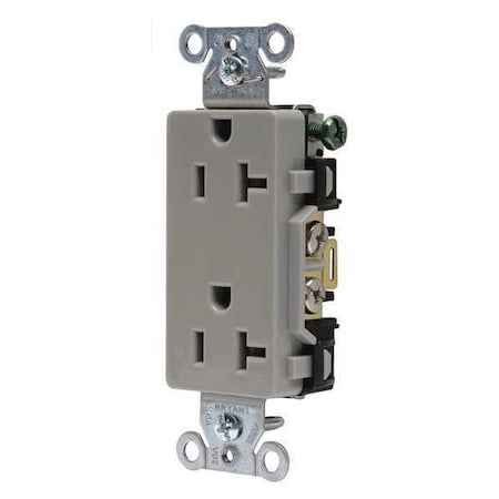 Straight Blade Receptacle, 5-20R, 20 A, 125V AC, 2 Pole, 3 Wire, Flush Mount, Self-Grounded MPN:DRS20GRY
