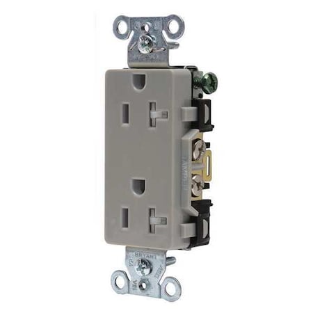 Straight Blade Receptacle, 5-20R, 20 A, 125V AC, 2 Pole, 3 Wire, Flush Mount, Self-Grounded MPN:DRS20GRYTR