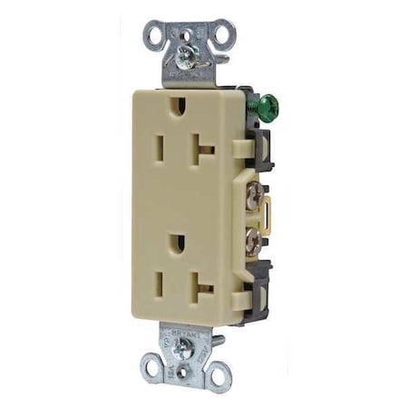 Straight Blade Receptacle, 5-20R, 20 A, 125V AC, 2 Pole, 3 Wire, Flush Mount, Self-Grounded MPN:DRS20I