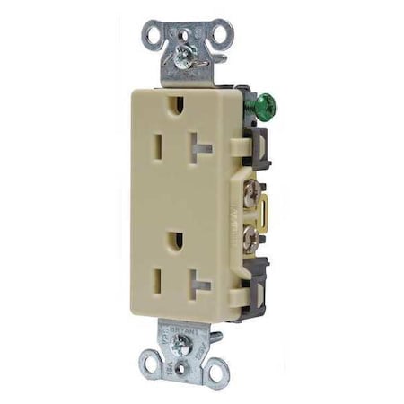 Straight Blade Receptacle, 5-20R, 20 A, 125V AC, 2 Pole, 3 Wire, Flush Mount, Self-Grounded MPN:DRS20ITR