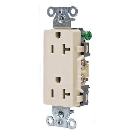 Straight Blade Receptacle, 5-20R, 20 A, 125V AC, 2 Pole, 3 Wire, Flush Mount, Self-Grounded MPN:DRS20LA