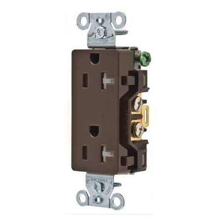 Straight Blade Receptacle, 5-20R, 20 A, 125V AC, 2 Pole, 3 Wire, Flush Mount, Self-Grounded MPN:DRS20TR