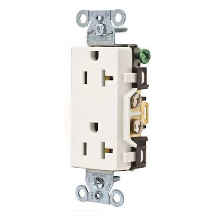 Straight Blade Receptacle, 5-20R, 20 A, 125V AC, 2 Pole, 3 Wire, Flush Mount, Self-Grounded MPN:DRS20WHI