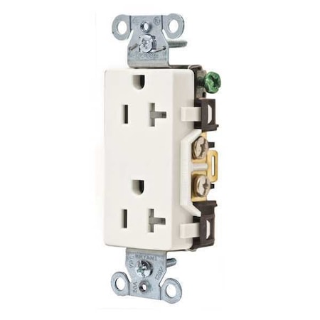 Straight Blade Receptacle, 5-20R, 20 A, 125V AC, 2 Pole, 3 Wire, Flush Mount, Self-Grounded MPN:DRS20WTR