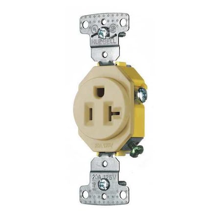 Straight Blade Receptacle, 5-20R, 20 A, 125V AC, 2 Pole, 3 Wire, Flush Mount, Self-Grounded MPN:RR201I