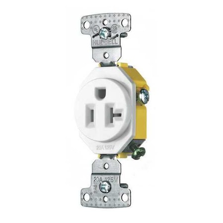 Straight Blade Receptacle, 5-20R, 20 A, 125V AC, 2 Pole, 3 Wire, Flush Mount, Self-Grounded MPN:RR201W