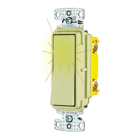 Pilot Light Wall Switch, Ivory, 15A, 1/2 HP MPN:RSD115PLI