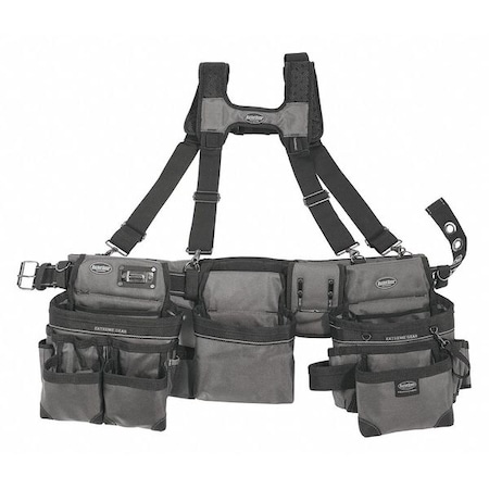 Tool Belt, Modular Tool Belt, Gray, 1680 Heavy Duty Poly Fabric, 29 Pockets MPN:55185