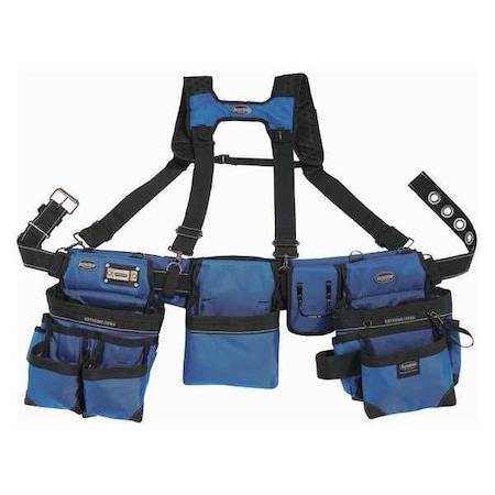 Tool Belt, Framers Rig, 3 Bag, Royal Blue, Royal Blue, 1680 Heavy Duty Poly Fabric, 29 Pockets MPN:55185-RB