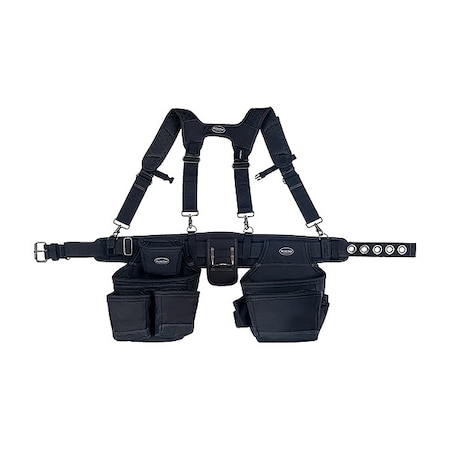 Tool Belt, Tool Rig, Black, Nylon, 19 Pockets MPN:57100
