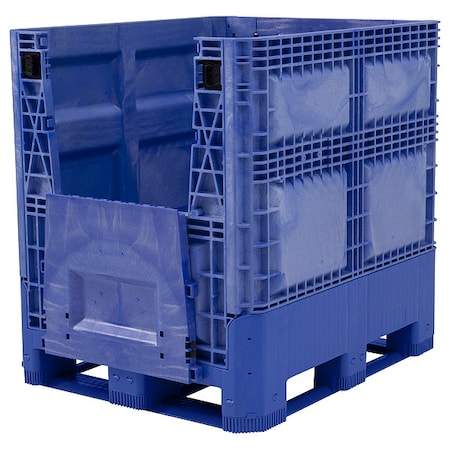 Collapsible Bulk Container 28.4 cu ft Volume Cap., 48 in L, 40 in W, 34 1/2 in H, Plastic, Blue MPN:BG4840332063002