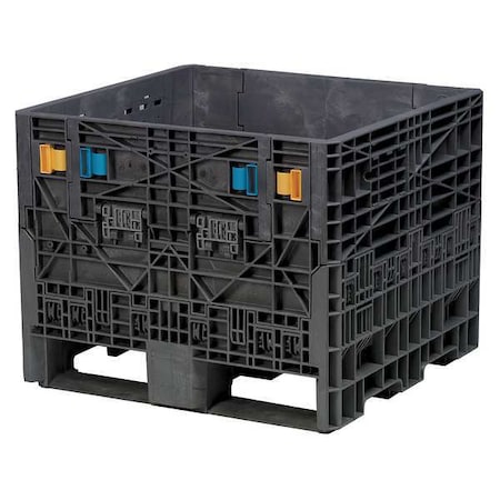 Collapsible Bulk Container 8.4 cu ft Volume Cap., 32 in L, 30 in W, 25 in H, Plastic, Black MPN:BN3230252010000