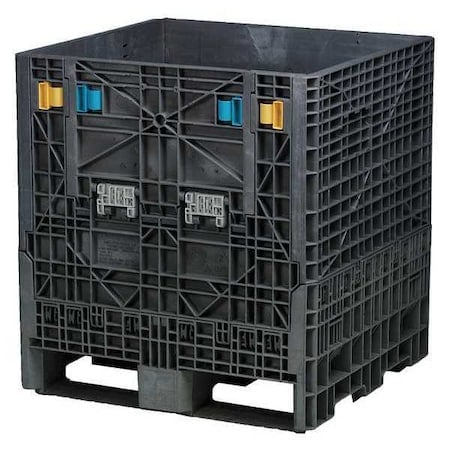 Collapsible Bulk Container 12.9 cu ft Volume Cap., 32 in L, 30 in W, 34 in H, Plastic, Black MPN:BN3230342010000