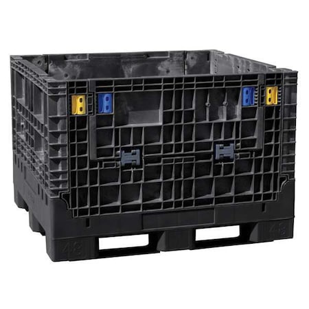 Collapsible Bulk Container 19.1 cu ft Volume Cap., 48 in L, 45 in W, 25 in H, Plastic, Black MPN:BN4845252010000