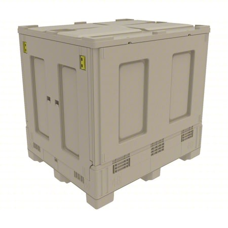 Bulk Container 40.5 cu ft Volume Cap., 48 1/8 in L, 40 1/8 in W, 45 7/8 in H, Plastic, Beige MPN:BZ48404600YC300
