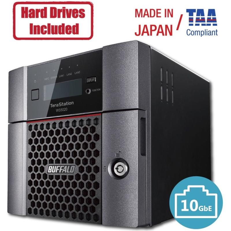 Buffalo TeraStation 5220DN Windows Server IoT 2019 Standard 8TB 2 Bay Desktop (2x2TB) NAS Hard Drives Included RAID iSCSI - Intel Atom C3338 Dual-core (2 Core) 1.50 GHz - 2 x HDD Supported - 8 TB Supported HDD Capacity MPN:WS5220DN08S9