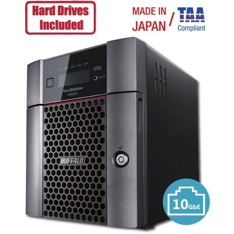 Buffalo TeraStation 5420DN Windows Server IoT 2019 Standard 8TB 4 Bay Desktop (4x2TB) NAS Hard Drives Included RAID iSCSI - Intel Atom C3338 Dual-core (2 Core) 1.50 GHz - 4 x HDD Supported - 32 TB Supported HDD Capacity MPN:WS5420DN08S9