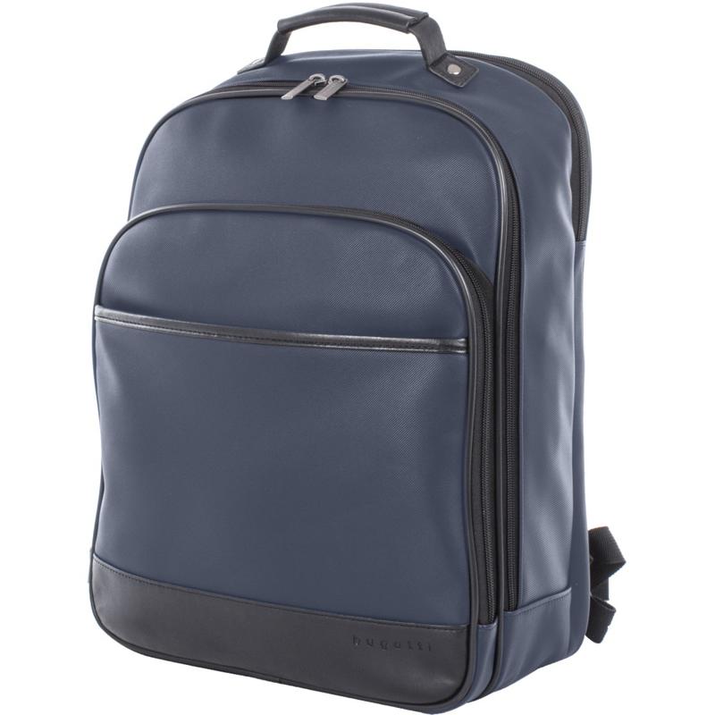 Bugatti Gin & Twill Textured Vegan Leather Backpack With 15.6in Laptop Pocket, Navy MPN:BKP2018BU-NAVY