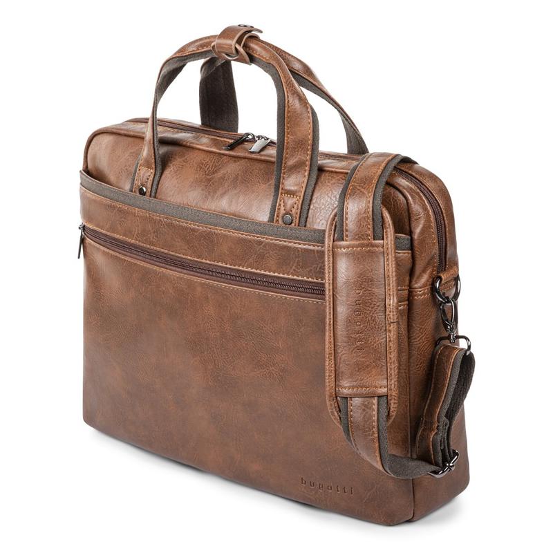 Bugatti Valentino Vegan Leather Briefcase, 12-1/2inH x 16-1/2inW x 5inD, Cognac MPN:EXB532-COGNAC