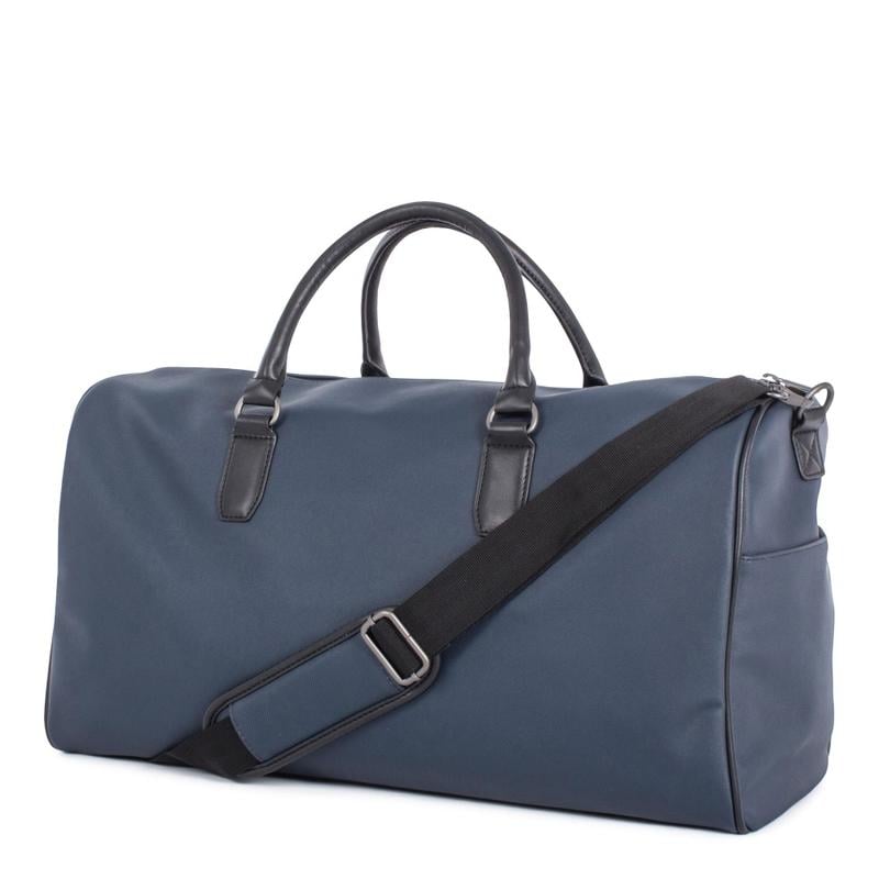 Bugatti Gin & Twill Textured Vegan Leather Duffle Bag With 14in Laptop Pocket, Navy MPN:DUF2049BU-NAVY