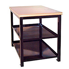 Built-Rite Double Shelf Shop Stand Maple Butcher Block Square Edge 24