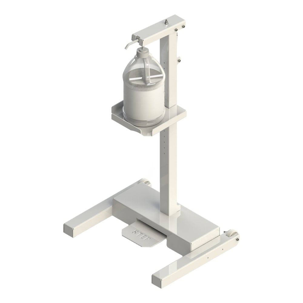 Built Sanitizer Floor Stand, 37in x 20in x 16-1/2in, White MPN:122877-0405