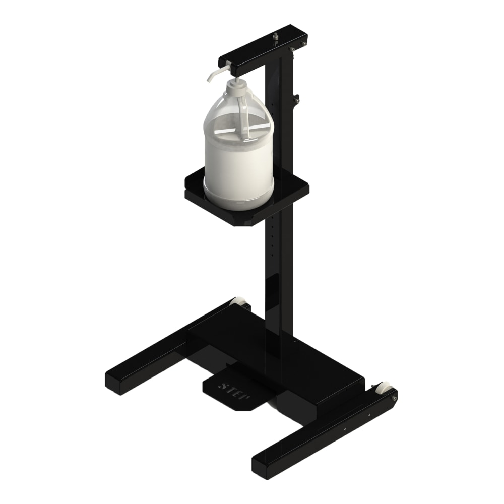 Built Sanitizer Floor Stand, 37in x 20in x 16-1/2in, Black MPN:122877-0B07