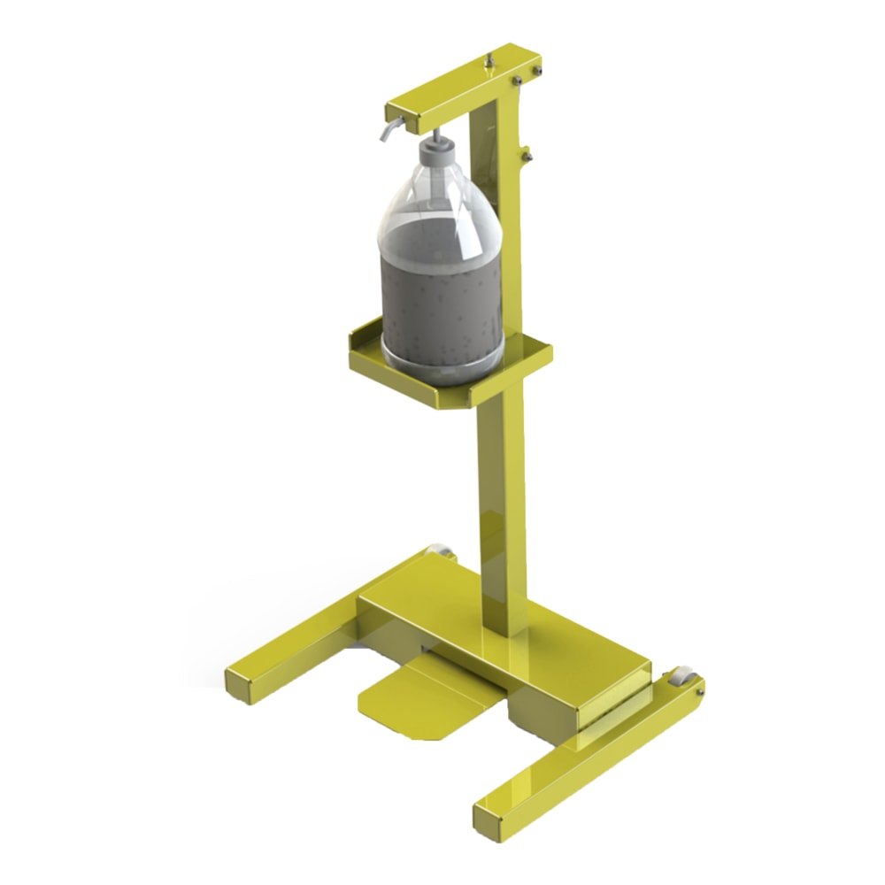 Built Sanitizer Floor Stand, 37in x 20in x 16-1/2in, Yellow MPN:122877-0Y01