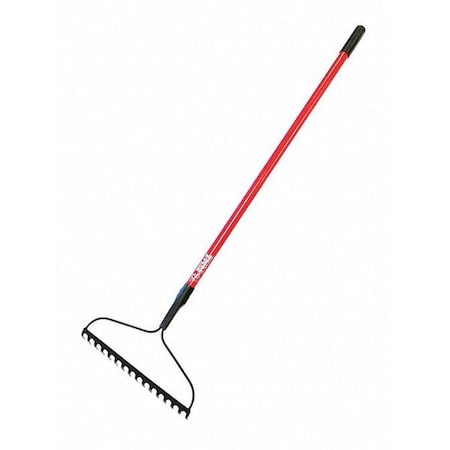 16 in Steel Bow Rake, 48 in L Fiberglass Handle MPN:92309
