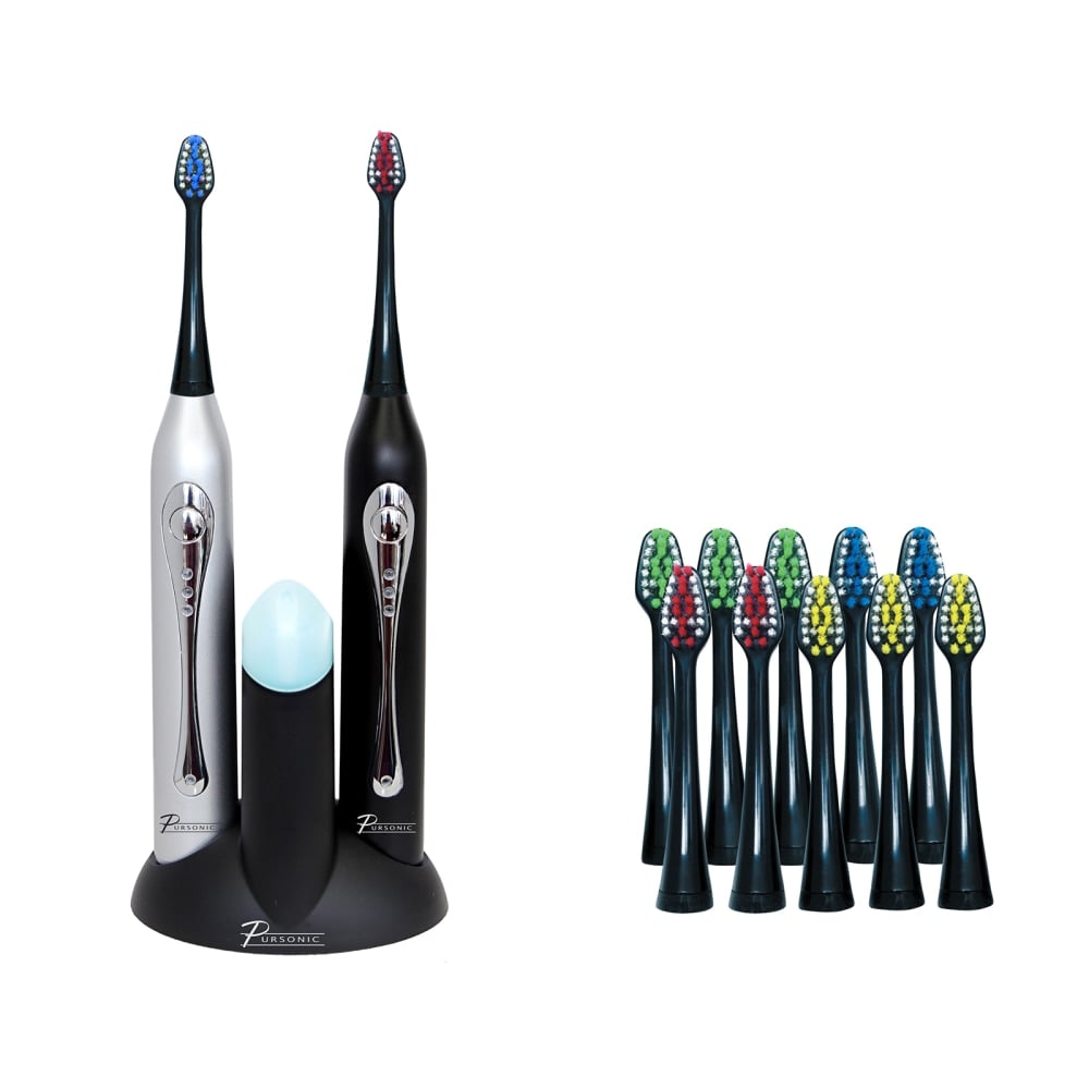 Pursonic Dual-Handle Ultra High-Powered Sonic Electric Toothbrush With Dock Charger, Black/Silver MPN:99593279M