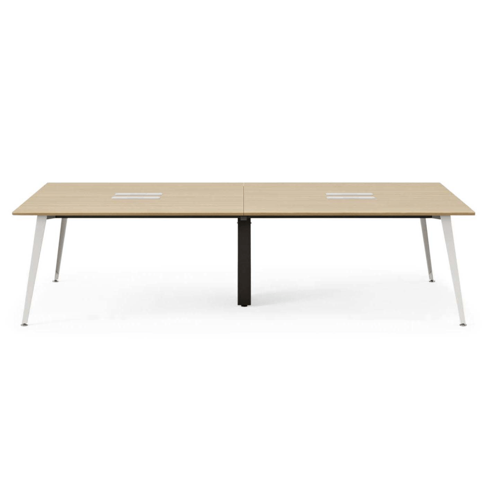 Branch Furniture Quad Computer Desk, 96in x 48in, Woodgrain/White MPN:10-04-53-10