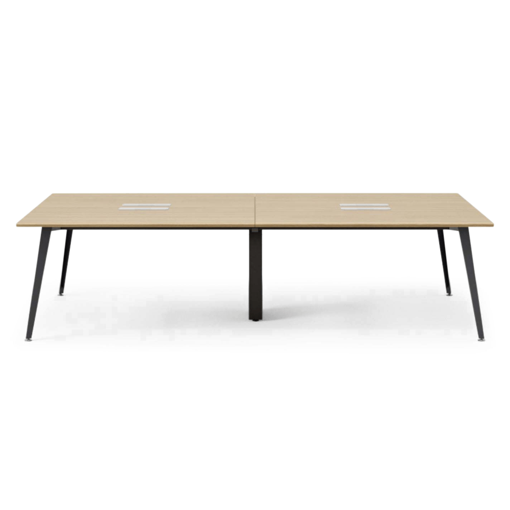 Branch Furniture Quad Computer Desk, 96in x 48in, Woodgrain/Charcoal MPN:10-04-53-12