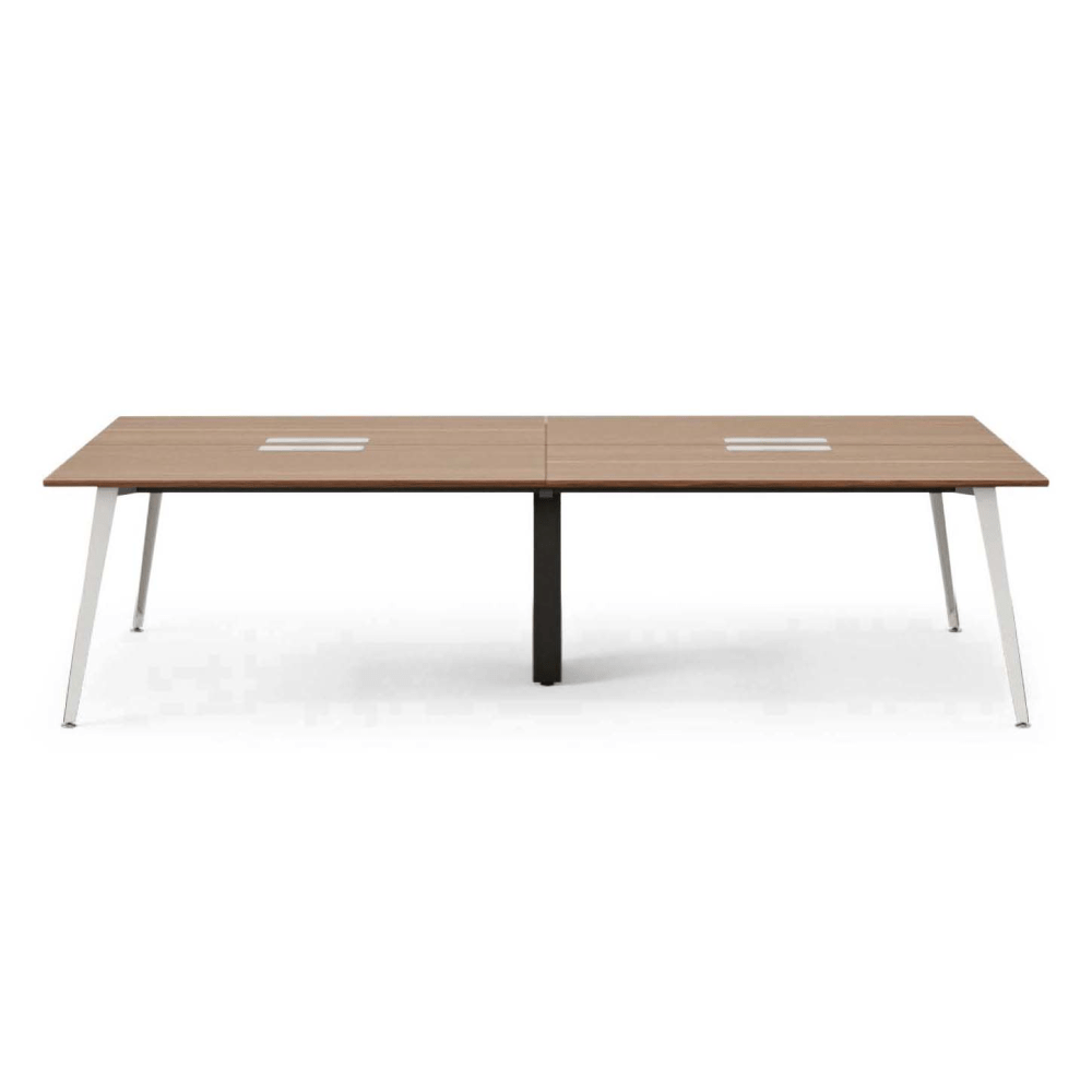 Branch Furniture Quad Computer Desk, 96in x 48in, Walnut/White MPN:10-04-53-30