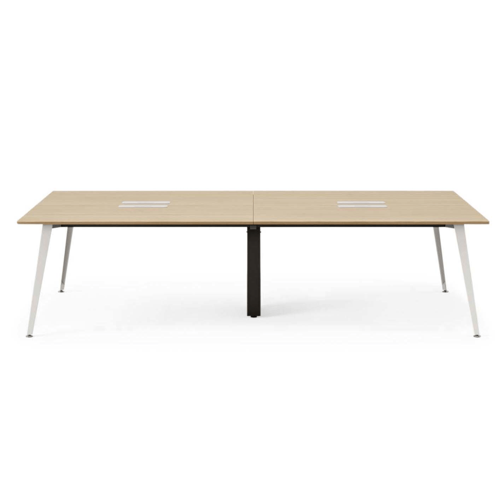 Branch Furniture Quad Computer Desk, 120in x 60in, Woodgrain/White MPN:10-04-67-10