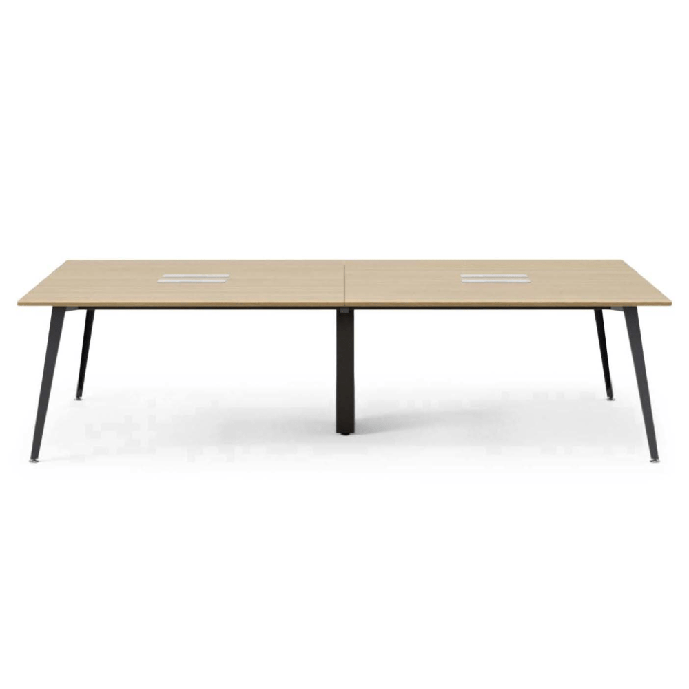 Branch Furniture Quad Computer Desk, 120in x 60in, Woodgrain/Charcoal MPN:10-04-67-12