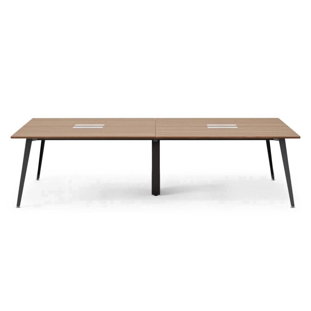 Branch Furniture Quad Computer Desk, 120in x 60in, Walnut/Charcoal MPN:10-04-67-32