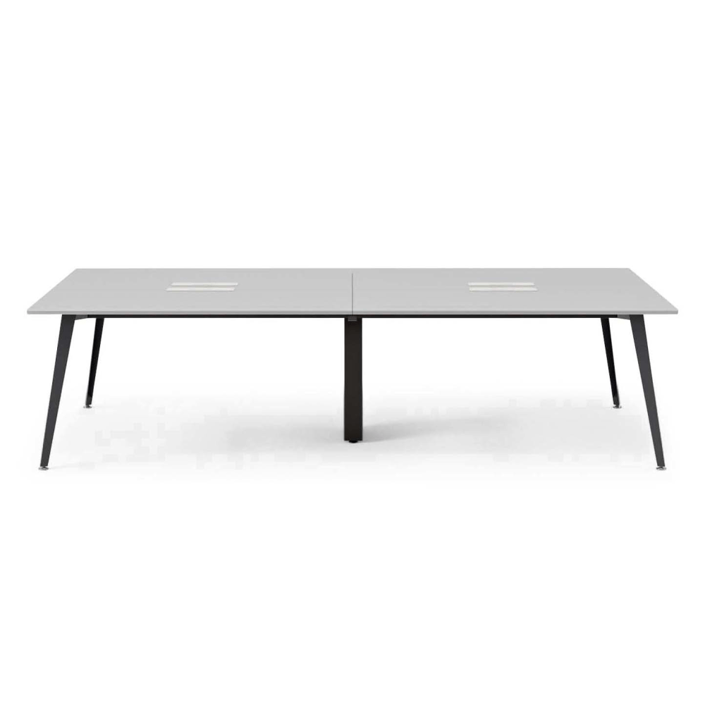 Branch Furniture Quad Computer Desk, 120in x 60in, Fog/Charcoal MPN:10-04-67-62